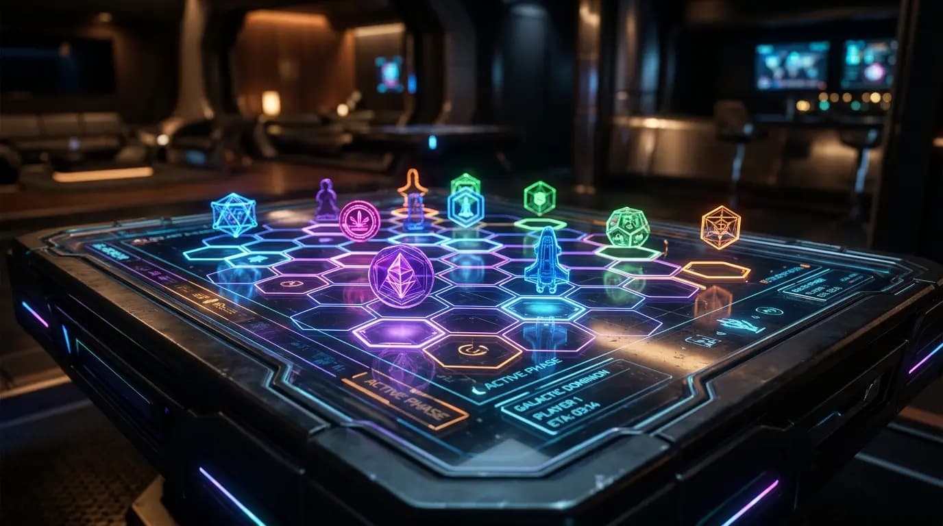 Arcadeum glowing board game table background